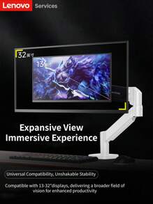 Lenovo Lenovo Display Screen Stand, Adjustable Support Arm, Height And Angle Adjustable, Computer Stand Mechanical Arm, Display Heightening Frame, Screen Stand Compatible With 13-32 Inches.