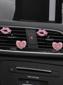2/4pcs Set Diamond Heart & Lip Car Air Vent Clip Aromatherapy Decor Accessories