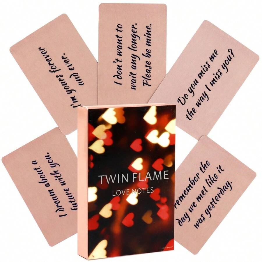1pc Twin Flame Love Notes Tarot Cards, Oracle Card Game For Family Gathering & Entertainment - Pink - View 1