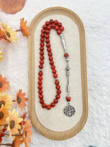 1 pieza Pulsera de cuentas de turquesa natural, 45 piezas Cuentas de piedra de turquesa rosario de oración musulmán, cultura de Oriente Medio