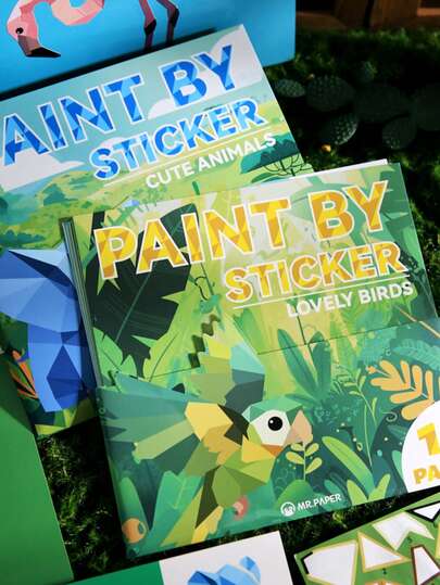 หนังสือสติกเกอร์ชุดสัตว์ที่น่าสนใจ, จิ๊กซอว์สติกเกอร์ตัวเลข 4 แบบธีม สร้างสรรค์และฝีมือดี เหมาะสำหรับ DIY สมุดกำหนดการ สมุดภาพ ตกแต่งนิตยสาร อัลบัมรูป สติกเกอร์ซีล PET อุปกรณ์โรงเรียน กลับโรงเรียน