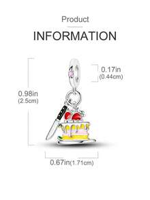 Silver Plated Charm Cake Cup Eggbeater Love Birthday Cake Series Pink Pendant Charm Pendant Ball Suitable For Bracelets DIY Women's Jewelry - Silver - View 10