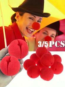 5pcs Sponge Clown Nose Red Nose, Carnival Decoration Stage Props, Soft Sponge For Magic Show And Costume Accessories, Adult Party Decoration, Role Play Masquerade Circus Costume Nose, Clown, Penny Wise, Carnival