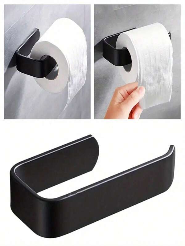 1pc Plastic Wall-Mounted Toilet Paper Holder - No-Drill Installation, Space-Saving Design For Bathroom Storage, Ideal For Modern Bathroom Decor, Bathroom Storage Solution|Modern Wall Mount|Durable Plastic, Toilet Paper Holder