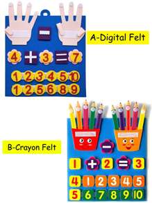 1 pieza Juguete didáctico de fieltro con números en los dedos de colores aleatorios para enseñar las matemáticas a niños, tablero educativo de conteo para el aprendizaje temprano, ayuda didáctica para preescolar y jardín de infantes (Algunas partes se envían al azar)
