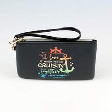 Mobile Phone Wallet Clutch Envelope Square Bag With Printed Ocean Elements For Men Wallet Purse Wallet For Women - Black - View 6