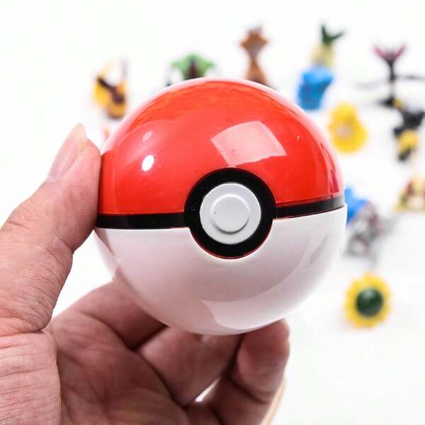 pokemon Pokéball Puppen Set mit zufälliger Mini-Sammelfigur, Pokémon Meisterball Haustier Monster Figur Puppe, Geburtstagsparty/Feriengeschenk zu Weihnachten, Halloween