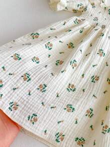 Korean Style Baby Girls' Spring Ditsy Floral Princess Dress, Cute Sweet Mini Dress