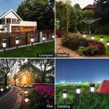 12-Piece Solar Lawn Lights Ground Plug Lights Rust-Proof Small Tube Lights Outdoor Landscape Lighting Suitable For Courtyards, 35 Milliamperes,Gardens And Terraces