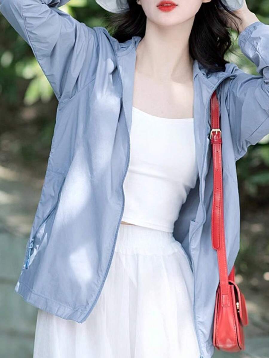 CAMEL CROWN Damen UPF 50+ Sonnenschutz UV-Jacke mit Reißverschluss Leichte Jacke Sport Workout Hoodie