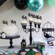 12pcs Halloween Boo Theme Cupcake Toppers, Glitter Spider Web Bat Cupcake Picks, Suitable For Halloween Boo Theme Baby Shower, Birthday Party Cake Decoration - Multicolor - View 4