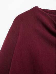 DEEKA Herbst/Winter neue lässige Schal-Poncho-Stil Rundhals Langarm kurze gestrickte Strickjacke - Bordeaux - Übersicht 7