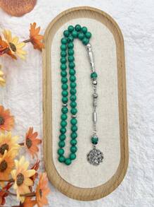 1 pieza Pulsera de cuentas de turquesa natural, 45 piezas Cuentas de piedra de turquesa rosario de oración musulmán, cultura de Oriente Medio