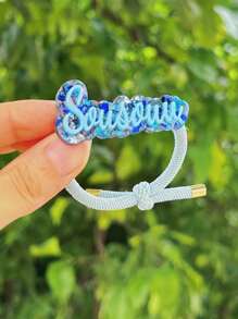 1pc Custom Acrylic Name Hair Rope, Four Styles To Choose From, Sweet Women's Hair Accessories, Hair Styling Accessories Adjustable Bow Ponytail Clip With Elastic Band, Suitable For Women, Perfect For Daily Surprise Gifts