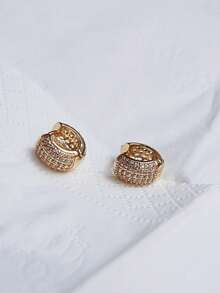 18k Gold Faux Rhinestone Earrings - Ins Style, Birthday Or Wedding Gift Accessory (Affordable Luxury) - Small C Five-row Drill - View 3