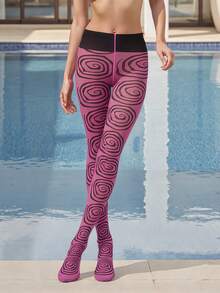 Women Sheer Tights Control Top Pantyhose Y2k Polka Dot Skinny Mesh Tights Fishnet Socking Leggings - 玫紅色 - 查看 2
