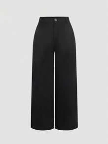 Abbigliamento da donna taglie forti per primavera/estate, pantaloni di tuta in tinta unita versatili, pantaloni skinny con tasche laterali, pantaloni casual eleganti a gamba dritta, adatti per l'ufficio casual business