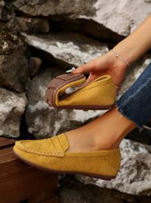 2025 Nouvelles Mocassins Femme Mode Plates à Bout Rond, Dessus en Laine de Mongol, Semelle Souple Légère et Antidérapante, Chaussures Plates Polyvalentes