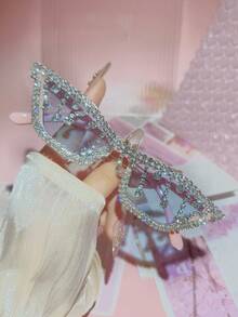 1 件/2 套 - 休闲、可爱、优雅、性感、复古、波西米亚、复古、派对 PC（聚碳酸酯）女士时尚眼镜，带水钻装饰，适合派对、海滩、所有季节 - 亮閃閃水鑽流蘇 - 查看 26