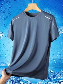Set de 3 Prendas Deportivas para Hombre: Camiseta de cuello redondo de manga corta con estampado en estilo fitness y moda casual, Camiseta de entrenamiento deportivo con estilo novio para running y baloncesto, Camiseta de manga corta de deporte de seda de hielo transpirable para verano.