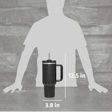 1 件，兼容 Cup 40 盎司不锈钢带手柄和吸管的玻璃杯，40 盎司大容量双层真空隔热保温冷热饮料瓶，适用于家庭、办公室和户外活动露营