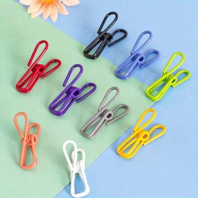 10 Colorful Stainless Steel Closure Clips - Multi-Purpose Metal Bag Clips For Food Storage, Snack Preservation, And Clothing Organization - Random Colors, Ideal For The Kitchen And Art Supplies.
