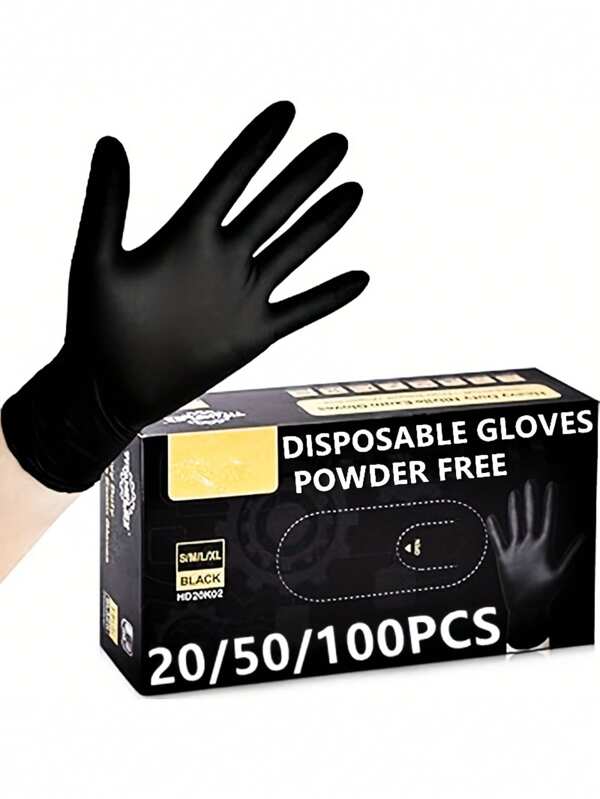 Glovos de nitrilo negros Disposable, glovos duraderos de limpieza del hogar para cocina, baño, limpieza, manipulación de alimentos, tatuaje, belleza, tinte para el cabello, mascotas, salones, suministros de aseo, herramientas para casa