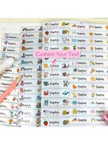 Custom Name Tag Sticker Customize Stickers Labels Children School Stationery Water Bottle Pencil Baby Shower Family Decorations Gifts Winter Eve Gifts Back To School Winter Gift Ideas Boy Girl Valentine's Day, Letter, Ornamental, Adhesive, Exquisite, Stylish, Modern, Casual, Custom, Personalized, Unique, Customized, Ideal Gifts For Him, Ideal Gifts For Her, Son, Daughter