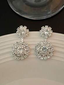 1 对雪花吊坠 CZ 水钻耳钉，适合日常佩戴、母亲节礼物、新娘和伴娘耳环