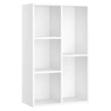 VASAGLE Bücherschrank, Bücherregal, mit 5 Fächern, Büroregal, Würfelregal, Standregal, für Wohnzimmer, Schlafzimmer, Büro, Kinderzimmer, weiß