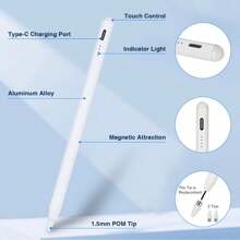 JMMO Universeller Kapazitiver Stylus aus Aluminiumlegierung Dieser kapazitive Stylus ist sorgfältig aus hochwertigem Aluminium gefertigt und wird mit 2 austauschbaren Spitzen geliefert, was ihn sehr langanhaltend macht. Er ist breit kompatibel und kann leicht an Tablets und Smartphones mit iOS, Android und Windows Systemen angepasst werden.