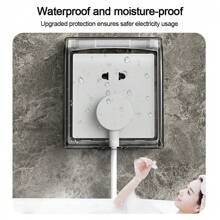 1 pieza Caja protectora autoadhesiva tipo 86 ultra delgada, impermeable, para toma eléctrica de pared, cubierta a prueba de salpicaduras para interruptor de pared en el baño