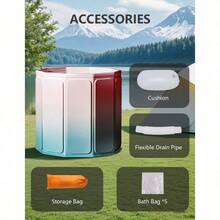 Portable Bathtub For Adults Collapsible Freestanding Bathtub For Shower Hot Ice Bath Tubs With Thickened Thermal Foam To Keep Temperature PVC Outdoor Soaking Tub Bluepink Gradient - 藍粉色漸層 - 查看 4