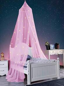 Mosquitera con estrellas neon luminosas, Mosquitera colgante transpirable, gancho superior, malla encriptada, decoración de dormitorio - Rosa - Ver 2