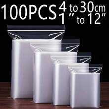 100 piezas de bolsas de plástico reutilizables con cierre hermético de 1-12 pulgadas, combo de 200 piezas, grosor de 0.062mm/2.44Mil, bolsas de plástico transparente para congelar, joyería, ropa, campamento al aire libre, regalos, almacenamiento de muebles, flores, aniversarios