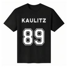 Unisex 100% Cotton Round Neck Short - Sleeve T - Shirt, "KAULITZ 89" Number Graphic, Summer Men's Top - Black - View 7
