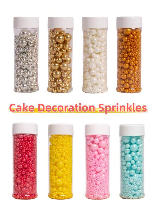 130g/4,59oz Streuseln für Kuchendekoration, runder Perlenzucker, Streuseln für Eis, Cupcakes, Backen, Kekse, Kuchentoppings, geeignet für Hochzeitsparty, Geburtstagsparty, Weihnachtsparty Dessertdekoration