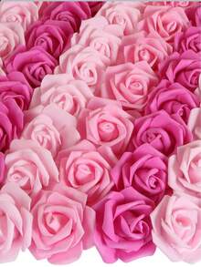 30 件人造玫瑰花头散装粉色玫瑰花头粉色仿花无茎假泡沫玫瑰迷你玫瑰花适用于 DIY 新娘送礼会婚礼花派对家居装饰