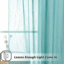 New  Crushed Voile Sheer Curtains For Living Room Rod Pocket Window Treatment Crinkle Sheer Curtains(2 Panels, 51" X 63", Teal) - 藍綠色 51 寬 x 63 長(2 包) - 查看 4