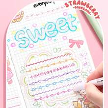 6pcs Highlighter Pens, Calligraphy Curve Pens, Roller Flower Pens, Double-Headed Stamp Outline Pens, Creative Wave Flower Rollerball Pens, School Supplies,Back To School