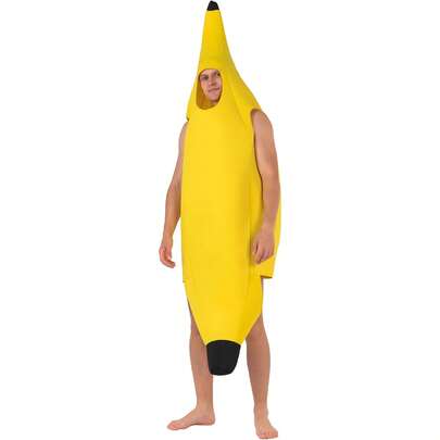 Fantasia de banana adulta pequena unissex, com frutas e comidas tropicais, fantasia engraçada para mulheres, tamanho adulto pequeno unissex, fantasia de Halloween