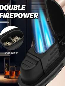 3 Stück / Packung Jet Flame Torch Lighters, winddicht Double Flame, Butangas Refillable Storm Lighter, Mini Metall Feuerzeug für Outdoor Camping BBQ Kithcen Kerze, Herd, Geschenk für Männer & Frauen ( Lieferung ohne Gasbutan) - WB356 - Übersicht 6