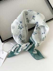 1 Stück Damen Baumwoll- und Leinenstruktur Kleine Paniertuch/Taschentuch/Stirnband, Europa und USA Stil vielseitig einsetzbarer Blumen bedruckter Leinenschal/Halstuch/Taschentuch, Sommer Strand