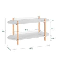 SoBuy Bookshelf Multifunctional Shelf Standing Shelf With 2 Shelves Coffee Table Shelf Sideboard Grey And Natural WHT Approx. 100x52x33cm HSTR01-HG - Grey - View 2