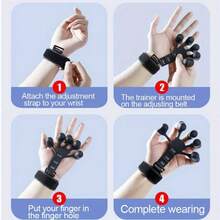 1pc Adjustable Anti-Slip Finger Resistance Trainer, 5-Finger Open Design Portable Hand Grip Strengthener, Basketball Training, Gym, Sports, Gym, Home Workout - Black - View 9