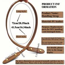 2 件 PU 皮革包带，宽带 - 铆钉设计，2 种款式，长尺寸：28.35 X 0.83 X 0.43 英寸，短尺寸：18.34 X 0.83 X 0.43 英寸（短尺寸仅适用于手提包），优质 PU 皮革，适用于手工包，编织包、单肩包和其他钱包的替换部件，DIY 钱包制作
