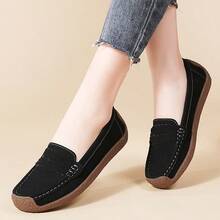 Solid Color Elegant Women Flat Loafers Casual Slip-On Shoes