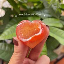 1pc Natural Crystal Healthy Energy Stone Red Agate Geode Heart Carving Decorative Agate Display Stone - Agate Geode Heart - View 4