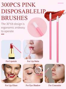 500支/包一次性唇彩涂抹器，唇彩棒，化妆刷，无绒唇彩刷，化妆工具套装 - 彩色 - 查看 3