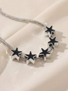 1pc Simple Fashion Drip-Oil Five-Pointed Star Beaded Copper Bracelet For Women Personalized DIY Chain Bracelet
